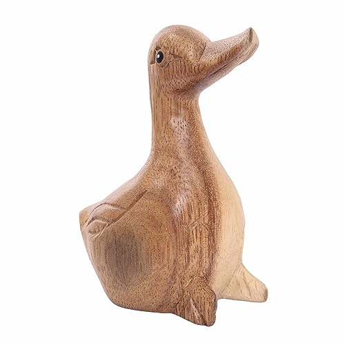 Hand Carved Wooden Duck Figurine, Handmade Duck Statue, Rustic Farmhouse Home Decor, Wooden Animal Sculpture, Unique Gift for Duck Lovers (Duck Natural Color) - color: Duck Natural Color