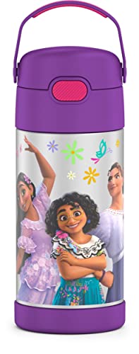 THERMOS FUNTAINER Water Bottle with Straw, 12oz, Encanto | Kids Stainless Steel Insulated Water Bottle, Keeps Drinks Cold Longer for School & Play, BPA-Free - color: Encanto, size: 12 Ounces