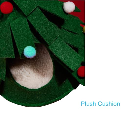 5 Pcs Hamster Set Chew Toys Tree Wooden Seesaw Habitat Décor Cloth Christmas Hat for Small Animal Chinchillas, Bunny,Mice,Rats,Mouse (Christmas Set)