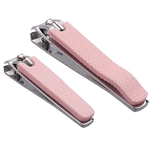 Rocutus 2pcs/Set Nail Clippers Set Portable Nail Scissors Toenail Clippers Nail Clippers,Adult Pedicure Nail Clippers,Fingernail Clippers Household Foot Manicure Scissors Manicure Tools (Pink) - color: Pink