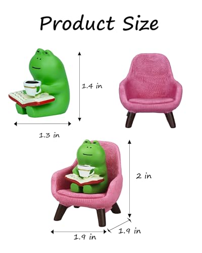 Mevodeata Cute Mini Frog Figurine with Small Sofa Resin Figure for Office Home Decor for Frog Lovers (Pink Sofa) - color: Book Frog-pink
