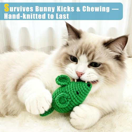 Retro Shaw Catnip Cat Toys Crochet Mouse, Pack of 6 | Hand-Knitted, Durable and soft, Catnip & Silvervine Blend, Safe Teeth Cleaning, Indoor Interactive Fun - style: Mouse-6