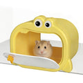 Hamster Hideout with Magnetic Holder for Cage - Open Lid Visible Hamster House Inside for Syrian Dwarf Mouse Rat Gerbils Mice Cage Accessories (Cartoon)