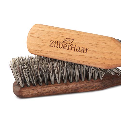 ZilberHaar Vegan Beard Brush - Stiff Bristles - Oiled Walnut and Mexican Tampico bristles - Animal-Free Beard Grooming Product - Made in Europe