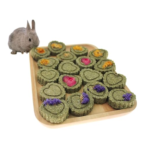 Hamiledyi 36Pcs Bunny Chew Toys,Natural Timothy Hay Handmade Grass Cakes Molar Treats for Bunny Chinchilla Guinea Pig Dwarf Rabbit Improves Teeth Health
