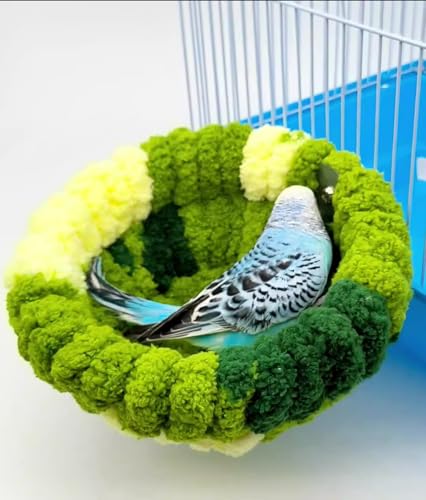 2 Pack Warm Bird Nest Bed for Cage Plush Hanging Parrot Bed Bird Snuggle Hut Hanging Sleeping Bird House for Parakeet, Conure, Budgie, Cockatiel, Lovebird, Finch, Hamster-Green&Pink - color: Green&Pink