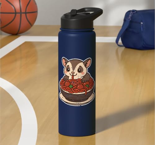 Cute Sugar Glider Spaghetti Pasta Stainless Steel Insulated Water Bottle - color: Navy Blue