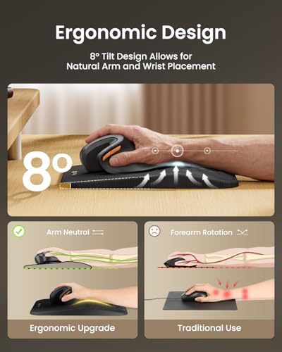 ProtoArc MP50 Ergonomic Mouse Pad with Wrist Support, Lycra Surface, Black | 8° slope & massage points, soft memory foam, Large 12x8 Inches, Non-slip base. Relieves wrist strain for office & home - color: Black Lycra