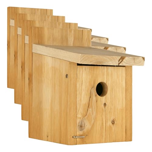 Nature's Way Cedar Box Wren House with Clean-Out Door, Wild Bird House and Outdoor Décor, Brown (Pack of 4) - size: Wren Box House (Pack of 4)