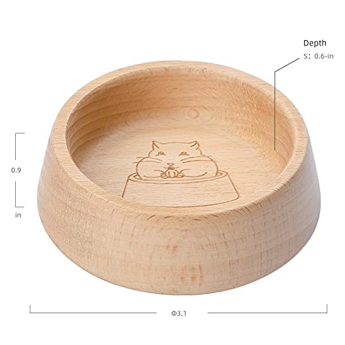 Niteangel Wooden Hamster Food Bowl: Beech Stable & Hammy Pattern for Dwarf | Prevent Oil & Dust Small Animal Feeding Dish for Dwarf Syrian Hamsters Gerbils Mice Degus or Other Similar-Sized Small Pets - size: For Dwarf