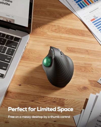Nulea Wireless Trackball Mouse Ergonomic Vertical Design Thumb Control | Rechargeable mouse with quiet clicks,4 DPI levels,3 device Bluetooth & USB receiver,smooth tracking,compatible with PC-Green - color: E-Green