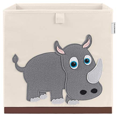 13 Inch Animal Cube Storage Bins, Foldable Fabric Kids Toy Box & Toy Chest | Kids Storage Cubes, Toy Storage Organizer Basket for Toddlers, Boys and Girls, Playroom and Nursery (Rhino) - color: Rhino