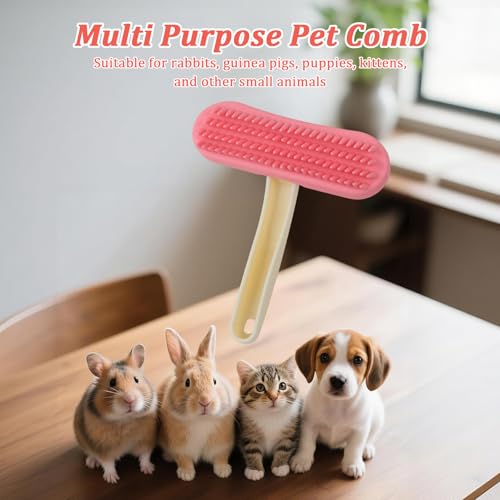 Guinea Pig and Bunny Brush, Beauty Silicone Brush, Soft Smoothing Dog Brush, Shedding Season Helps Untangle Mats and Comb Loose Fur for Chinchillas, Rabbits, Guinea Pigs and Puppies (Pink) - color: Pink