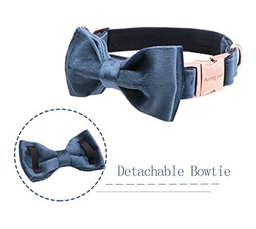 ARING PET Bowtie Dog Collar-Velvet Dog Collars with Removable Bowtie, Cute & Comfortable Dog Collar. - color: B-Navy Blue, size: X-Small (Pack of 1)
