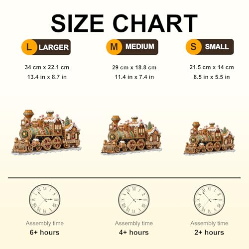 Christmas Mechanical Train Puzzles Adults Gifts Wooden 80 Pieces 8.5 * 5.5in - color: Christmas Mechanical Train, size: Small