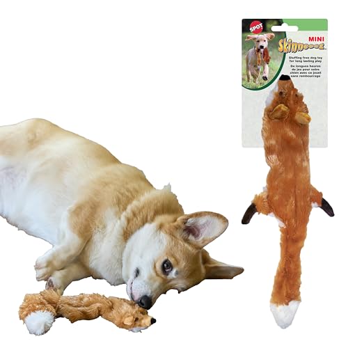 SPOT Skinneeez Fox – 14" Stuffing-Free Plush Squeaky Dog Toy for Small & Medium Dogs, Best for Light to Moderate Chewers, Mess-Free Play - style: Mini Fox