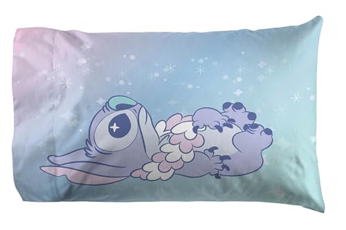Jay Franco Disney Lilo & Stitch Full Size Sheet Set - 4 Piece Kids Bedding | Super Soft Brushed Microfiber, Deep Pocket, Machine Washable, White Angel Floral Design (Officially Licensed) - color: White - Lilo & Stitch 01, size: 4 Piece Full