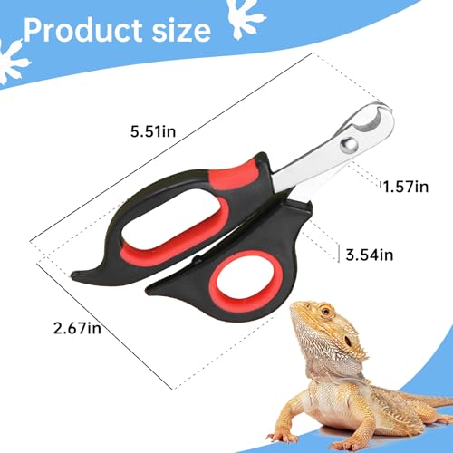 Bearded Dragon Nail Clippers with Precise Angled Edges | Stainless Steel Bearded Dragon Toe Nail Clippers (Reddish Black) - color: Reddish Black
