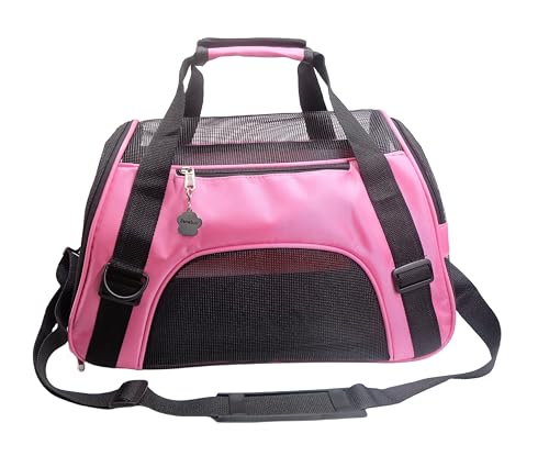ZaneSun Cat Carrier,Soft-Sided Pet Travel Carrier for Cats,Dogs Puppy Comfort Portable Foldable Pet Bag Airline Approved (LightPink) - color: LightPink