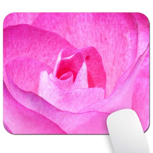 Vibrant Pink Rose Close-Up Mouse Pad, Floral Macro Art Print Desk Mat | 9.5"x 7.9", Romantic Nature Flower Petals, Nature Valley Scenery, Cute Smooth & Anti-Slip Mousepad - color: Colorful Design Wknoon-Art 35