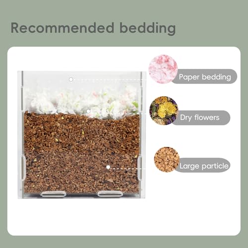 Visible Acrylic Hamster Digging Box, Large Hamster Sand Bath Container for Syrian Hamsters, Dwarf, Gerbils, Hamster Hideout & Enrichment Toy as Cage Accessories