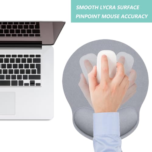 Mouse Pad with Wrist Support, Ergonomic Mouse Pad with Memory Foam Wrist Rest Cushion, Non-Slip Rubber Base Gaming Mice Pad for Home Office Computer Laptop, Light Grey - color: Light Grey