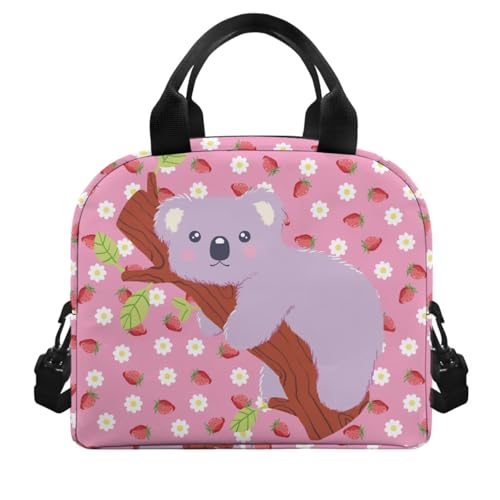 Strawberry Koala Backpacks for Girls Novelty 5Th Grade Kids Bookbag with Lunch Box Boys Water Bottle Holder and Comfy Pencil Box 4 in 1 School Bag for Kids Primary School Bags - color: Strawberry Koala