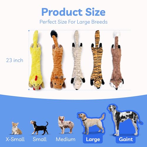 SHARLOVY Dog Squeaky Toys 5 Pack, Bubble Plush Puppy Teething Pet Toys, Crinkle No Stuffing Animals Dog Toy, Doggies Chew for Large Small Medium Breeds - color: Bubble Plush-5 Pack, size: Large
