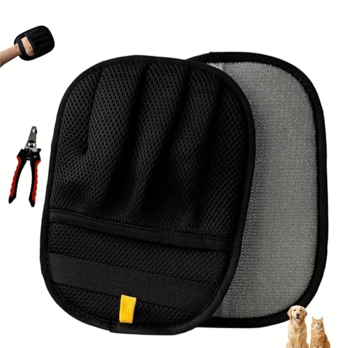 Electrostatic Pet Hair Removal Glove Magic Brush for Dogs & Cats | 5-Finger Electrostatic Pet Hair Remover Glove, Magic Brush for Dog Cat Hair Removal on Couch, Car Seat, Clothing - color: 1Black