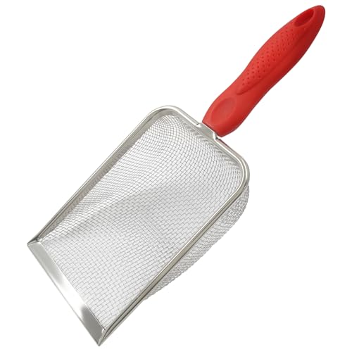 Murtenze Stainless Steel Cat Litter Scoop, Non-Stick Coated Metal Fine Sand Litter Scoop, Mesh Shovel for Reptile Kitten Pooper (Blue, 2mm mesh) - color: Red