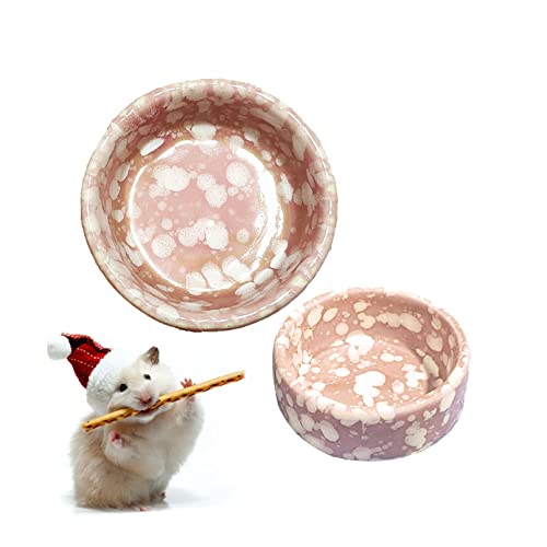 kathson 2 Pcs Hamster Food Bowl Guinea Pig Ceramic Water Bowl Small Animal Feeding Dish for Dwarf Hamster Gerbil Syrian Ferret Hedgehog Chinchilla Bunny (Pink)… - color: Pink, size: 2Pcs:S