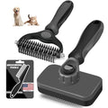 Professional 3PCS Self Cleaning Slicker Brush & Pet Grooming Rake & Flea Comb for Dogs,Cats and Horses | Double-Sided Dematting Comb & Skin Friendly Deshedding Grooming Tool | Pet Supplies (Grey) - color: Grey