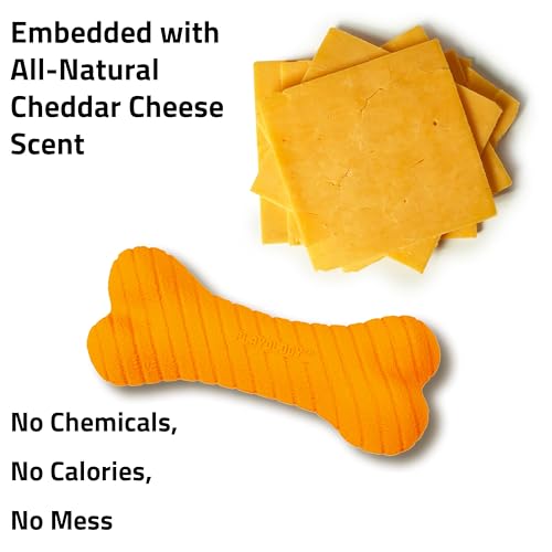 Playology Dual Layer Bone Dog Chew Toy - Jumbo, Cheddar Cheese Scent | Rubber Construction, All Natural Scent, Heavy Duty Design - size: Jumbo, style: Cheddar Cheese