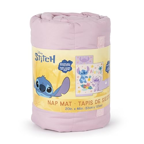 Jay Franco Kids Nap Mat with Embedded Pillow & Blanket – Soft 46"x20" Microfiber Sleeping Bag with Name Tag & Handle - style: Multi - Lilo & Stitch