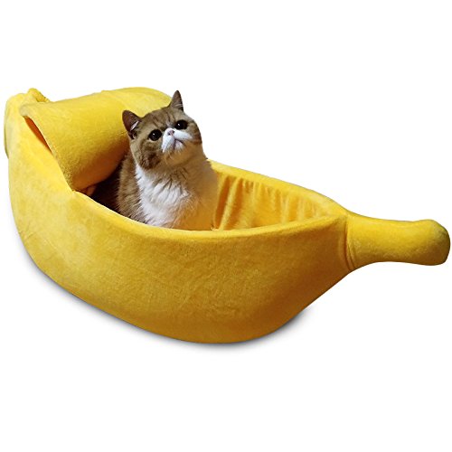 · Petgrow · Cute Banana Cat Bed House Extra Large Size, Christmas Soft Cat Cuddle Bed, Lovely Pet Supplies for Cats Kittens Rabbit Small Dogs, Yellow - size: X-Large -26.8"L x 9.8"W x 7.0"Th