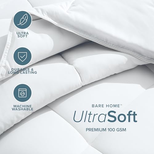 Bare Home Duvet Insert Kids Comforter - Extra Long - Goose Down Alternative - Ultra-Soft - Premium 1800 Series - All Season Warmth - Bedding Comforter (Twin/Twin XL, White) - color: 01 - White, size: Twin/Twin XL