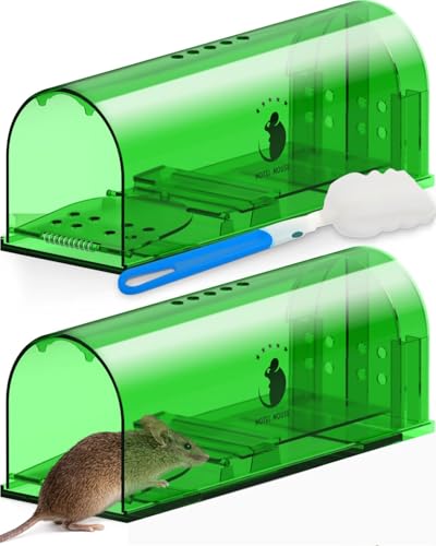 Motel Mouse Humane No Kill Mouse Traps Live Catch & Release - 2 Pack | Kid & Pet Friendly • No Touch Release • Reusable Design • Easy to Use • Humane