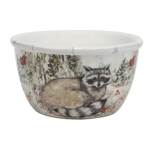 Winter’s Walk Set of 4 Ceramic Ice Cream Bowls – Perfect for ice cream, fruit, or snacks, these nature-inspired bowls feature forest animals in a tranquil snowy landscape 5.25"