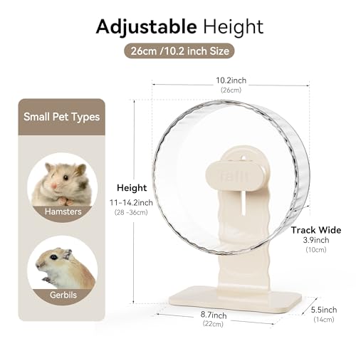 Quiet Hamster Wheel 8.7 Inch Dual-Bearings Silent Small Animals Running Exercise Wheel Height Adjustable for Syrian Hamsters, Gerbils, Rats, or Other Small Pets, Transparent - color: Transparent, size: 8.7inch