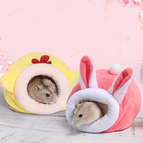 Plush Hamster House for Hamsters Sugar Gliders, Thickened Fleece Small Pet Winter Hideout, Flannel Material 4.7x3.9x3.5in Mini Size for Cage (P) - color: P