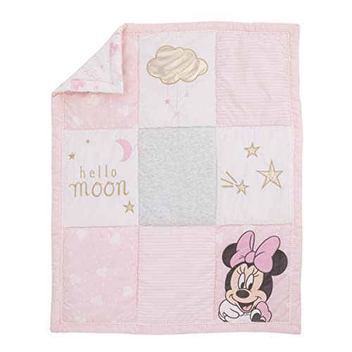 Disney Minnie Mouse Twinkle Twinkle Minnie Pink, White and Metallic Gold 3 Piece Crib Bedding Sete Twinkle Minnie Pink, White and Metallic Gold 3 Piece Crib Bedding Set