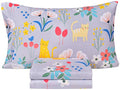 Scientific Sleep Kitty Cats Flowers Girls Kids Toddler Teens 100% Cotton Twin Bed Sheet Set, Flat Sheet & Fitted Sheet & Pillowcase Bedding Set (Cats Flower, Twin) - color: Cats Flower, size: Twin