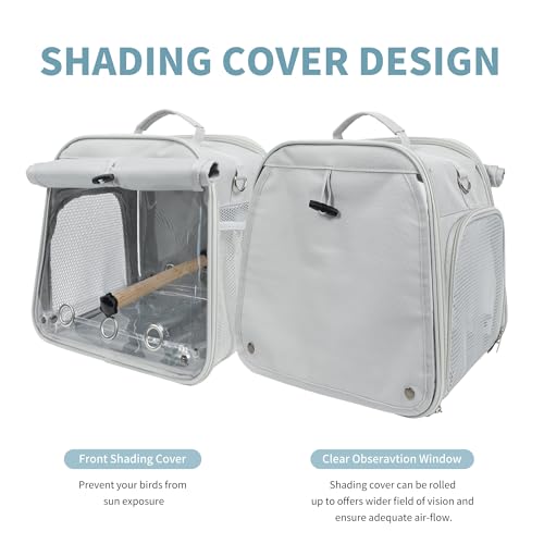 Small Bird Carrier Bag, Portable Travel Parrot Parakeet Carrier Cage with Perch and Easy Clean Tray, Lightweight Bird Backpack for Vet Visit Shopping and Outdoor Adventure - size: 12.0"L x 12.0"W x 11.0"H