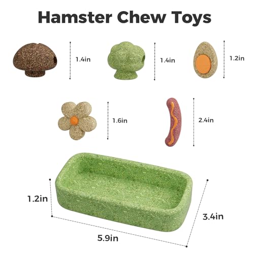 mini&moe Hamster Chew Toys for Teeth - Guinea Pig Chews and Treats Natural Hamster Enrichment Toys Improve Dental Health for Rat, Bunny, Chinchilla, Gerbils and Small Animal