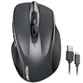 TECKNET Wireless Mouse Rechargeable, 2.4G Computer Mice with USB-A Receiver | 2.4G Connection, 800mAh Battery, 3X Faster Charging, Silent Click, 6-Level 4800 DPI, Ergonomic Design for All-day Comfort - color: Grey