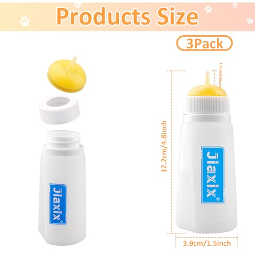 3 Pack Kitten Silicone Bottle Feeding Kit, Vented Nipple & Feeding Kit for Kittens, Reusable Newborn Supplies, Suitable for Feeding Kitten, Puppy, Rabbit, Hamster (Yellow, Small) - color: Yellow, size: Small