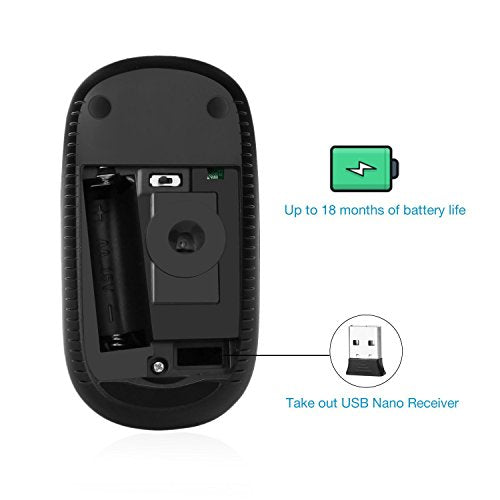 VssoPlor Wireless Mouse, 2.4G Slim Computer Laptop Mouse, Black and Red | Portable Mouse, Plug & Play USB Nano Receiver, Quiet Silent Optical Mice for Notebook, PC, Laptop, Computer, Windows, Mac - color: Black and Red