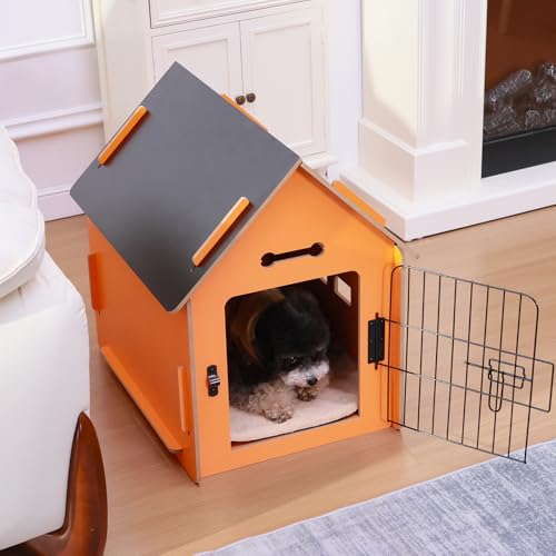 RYpetmia Indoor Dog House for Small Dogs & Cats, Wooden Pet House | Cute Puppy Bed Shelter /Ventilated Windows/Cozy Cave Design/Tool-Free Assembly/Small Pet Hideaway for Bedroom, Living Room