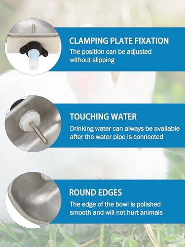 Rabbit Drinking Water Bowl, 10PCS Nipple Drinker Feeder Pet Cage | 3.54x2.60x1.18in Stainless Steel Watering Dispenser System, Bunny Equipment for Breeding Cages