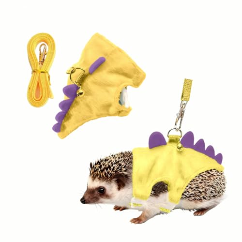 Adjustable Hedgehog Harness and Leash Set - Escape-Proof Small Animals Harness for Hedgehogs, Ferrets, Hamster - Soft, Lightweight & Comfortable (Yellow, M) - color: Yellow